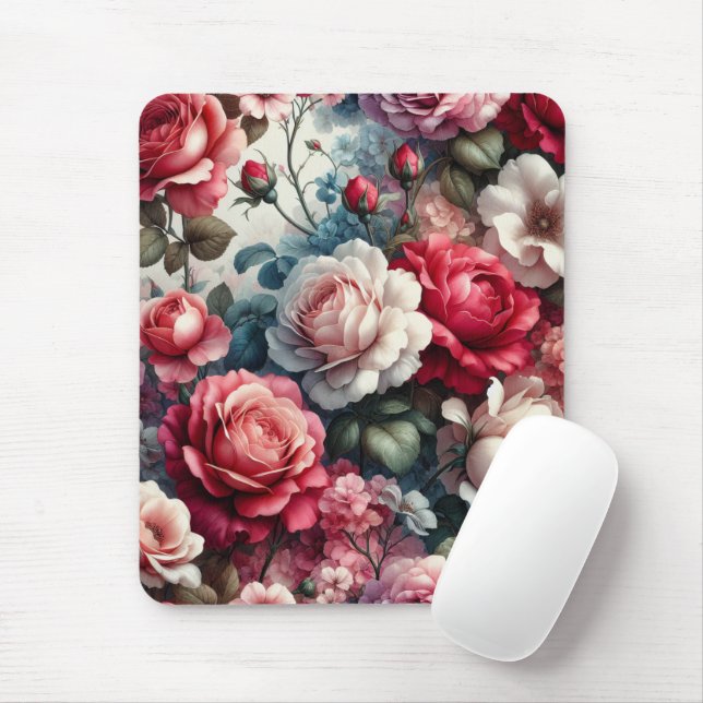 Mousepad Charme Floral Rosa Atemporal (Com mouse)