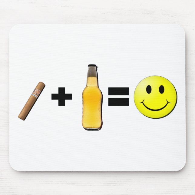 Mousepad Charuto + Cerveja = Felicidade (Frente)