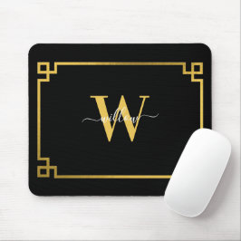 Mousepad Chave grega Preta e Dourada Monograma