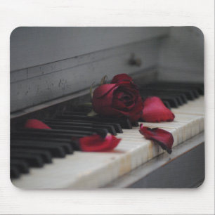 Mousepad Chaves de piano com Rosa vermelha