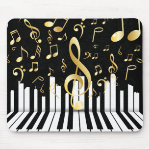 Mousepad Chaves Dourados luxuosas do piano da nota da