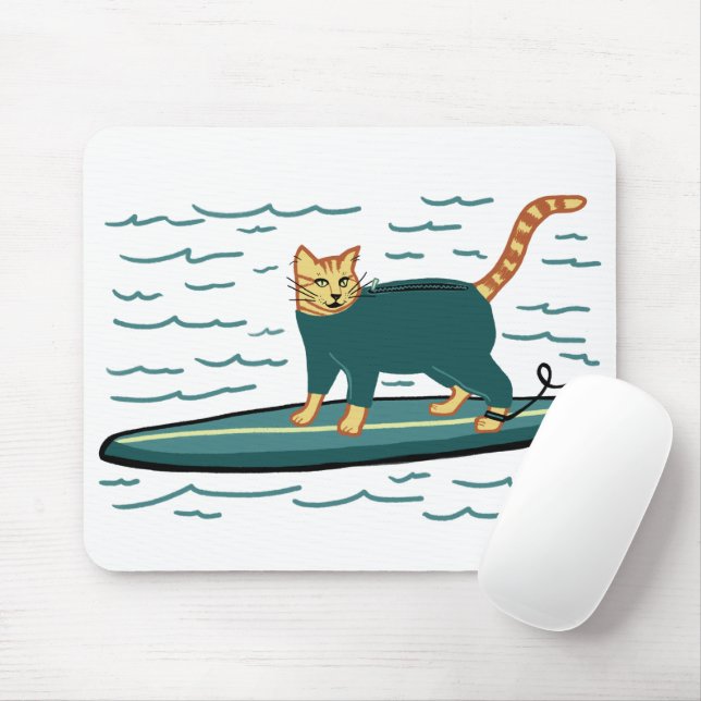 Mousepad CHECK MEOWT Surfing Cat (Com mouse)