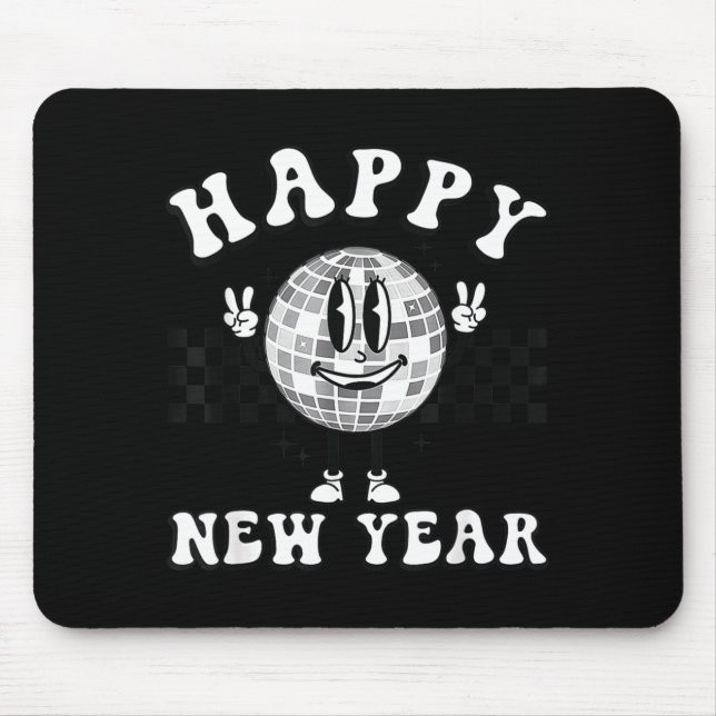 Mousepad Checkered Happy New Year 2026 Disco Ball New Year  (Frente)