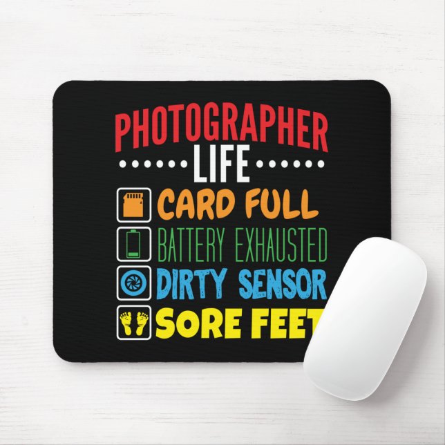Mousepad Checklist para a vida de fotógrafo engraçado (Com mouse)