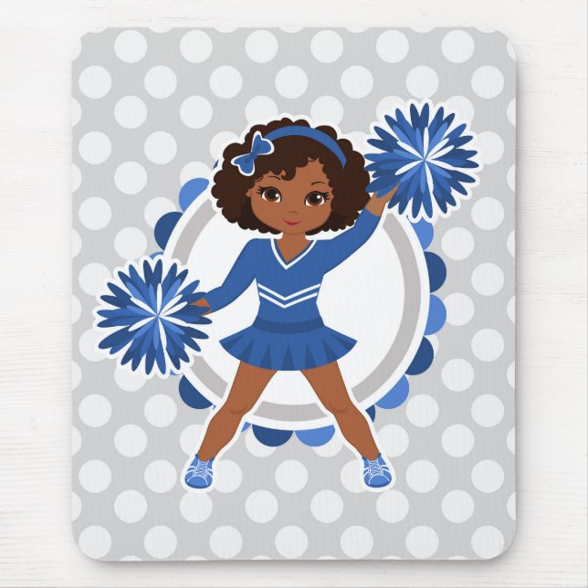 Mousepad Cheerleader Azul - Afro-Americano - Alegre (Frente)