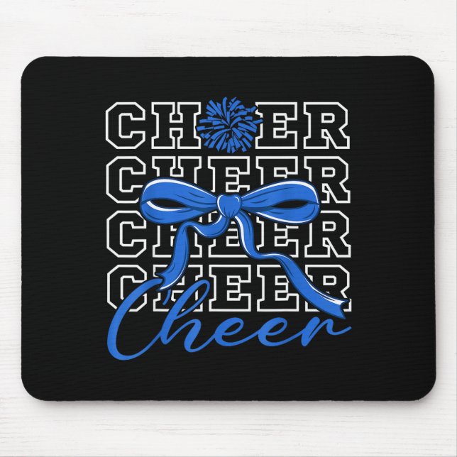 Mousepad Cheerleading Cheer Blue Coquette Bow Cheerleader F (Frente)