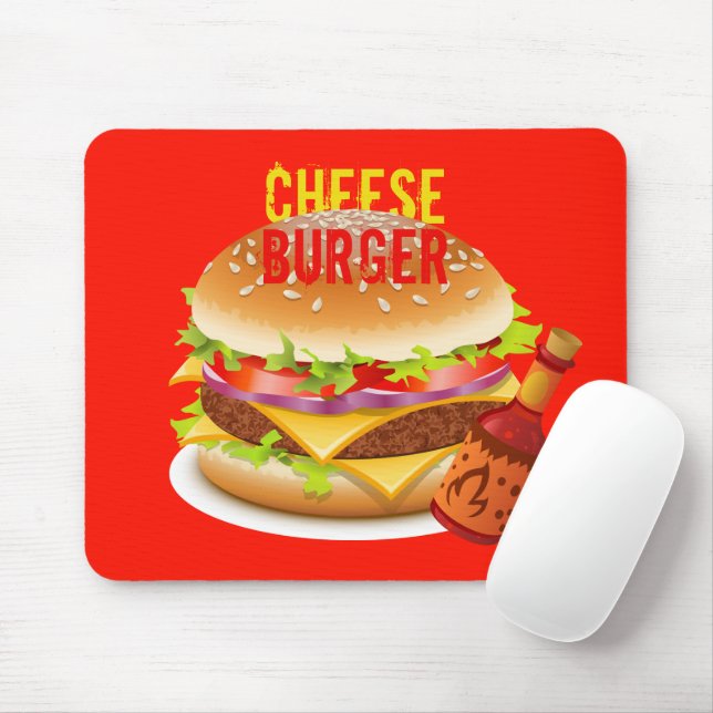 Mousepad Cheeseburger Com Molho Vermelho De Molho De Chili (Com mouse)