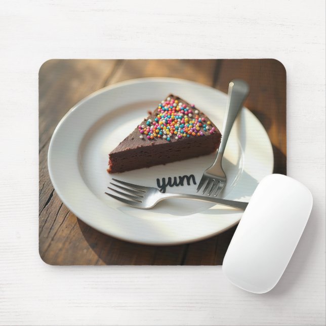 Mousepad Cheesecake de chocolate em uma prateleira (Com mouse)