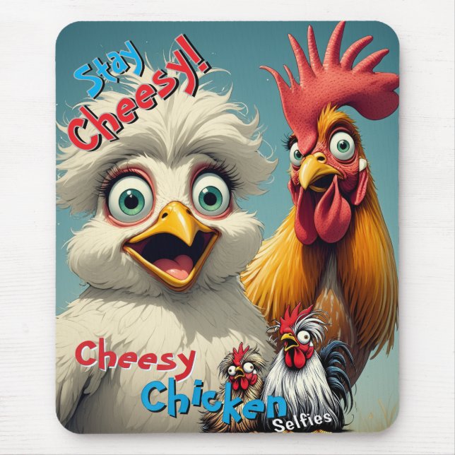 Mousepad "Cheesy Chickens Terry & Kay Silkie Chickens" (Frente)