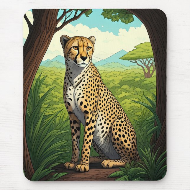 Mousepad Cheetah in Lush Forest (Frente)