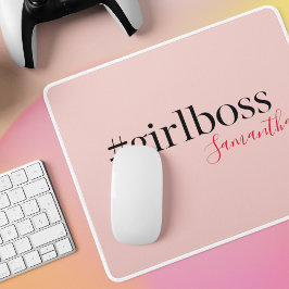 Mousepad Chefe e Nome da Menina Rosa Moderna | melhor prese
