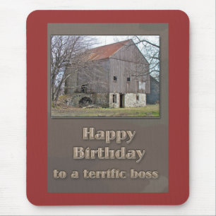 Mousepad Chefe Feliz Aniversário do Velho Banco Barn