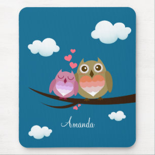 Mousepad Cheio bonito bonito do casal da coruja do coraçã