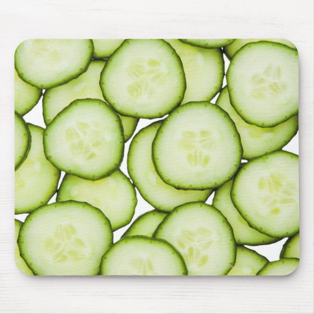 Mousepad Cheio de pepino fatiado, em branco (Frente)