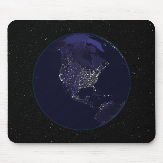 Mousepad Cheio Terra à noite mostrando luzes da cidade 4 (Frente)
