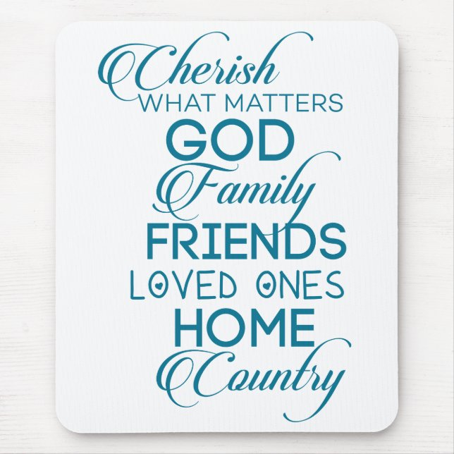 Mousepad Cherish O Que Importa Teal (Frente)