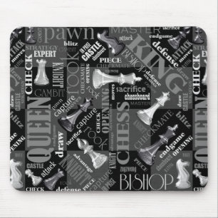 Mousepad Chess Termos e peças Black and White ID784