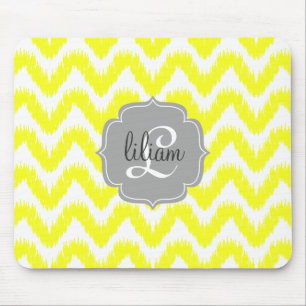 Mousepad Chevron amarelo moderno Ikat personalizado