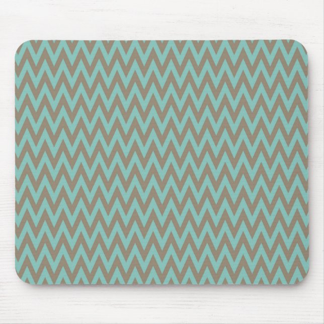 Mousepad Chevron azul e cinzento na moda listra ziguezagues (Frente)