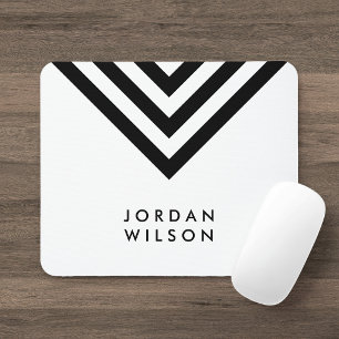 Mousepad Chevron branco & preto minimalista moderno