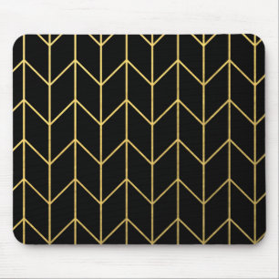 Mousepad Chevron Dourado no chique moderno do fundo preto