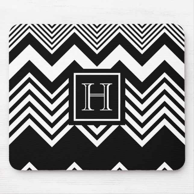 Mousepad Chevron Preto e Branco (Frente)