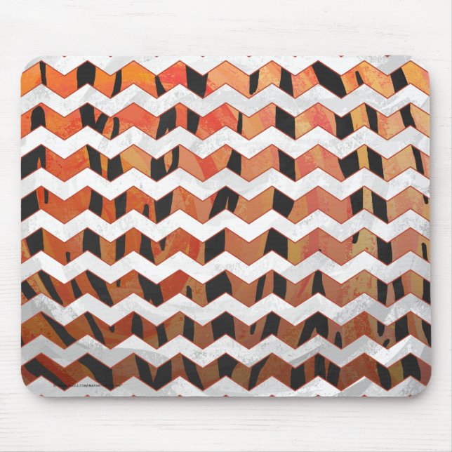 Mousepad Chevron Tiger - Laranja quente e Impressão preto (Frente)