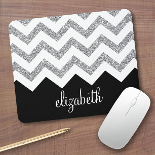 Mousepad Chevrons e nome do Impressão de brilho preto e pr