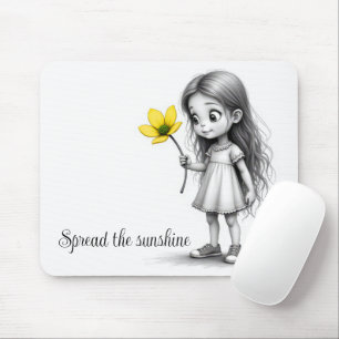 Mousepad Chibi Little Girl Com Flor