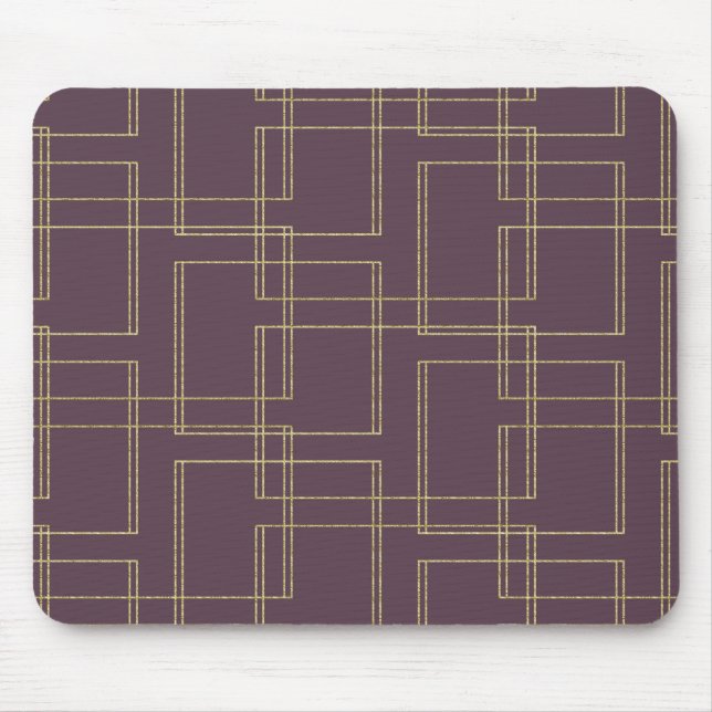 Mousepad Chic Berry Mauve e Dourado Glam Geométrico (Frente)
