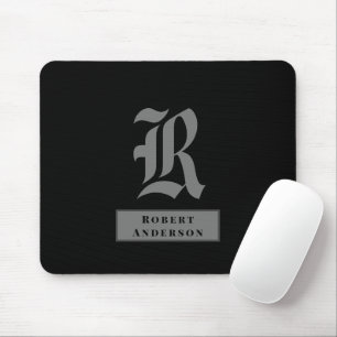 Mousepad Chic Black and Grey Classic American Text Monogram