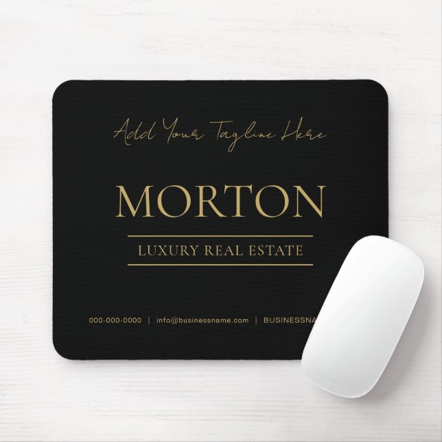 Mousepad Chic Black Gold Luxury Real Estate Branded  (Com mouse)
