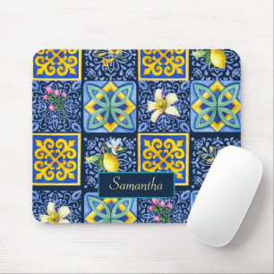 Mousepad Chic Blue Teal Siciliano Citrino Mediterrâneo