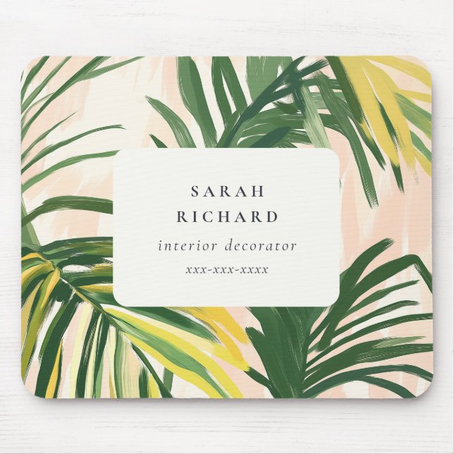 Mousepad Chic Boho Blush Green Palm Deixa Praia (Frente)