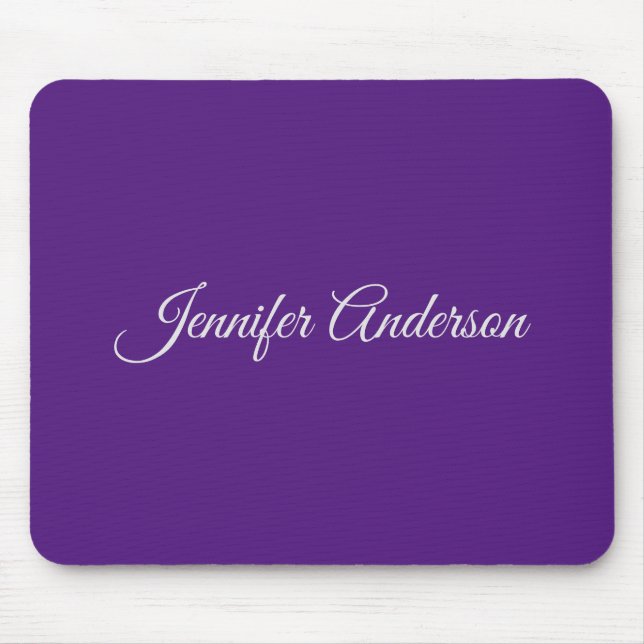 Mousepad Chic Calliografia Elegante Roxo Real Personalizado (Frente)