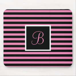 Mousepad Chic Cute inicial - Letra rosa e preta - riscado