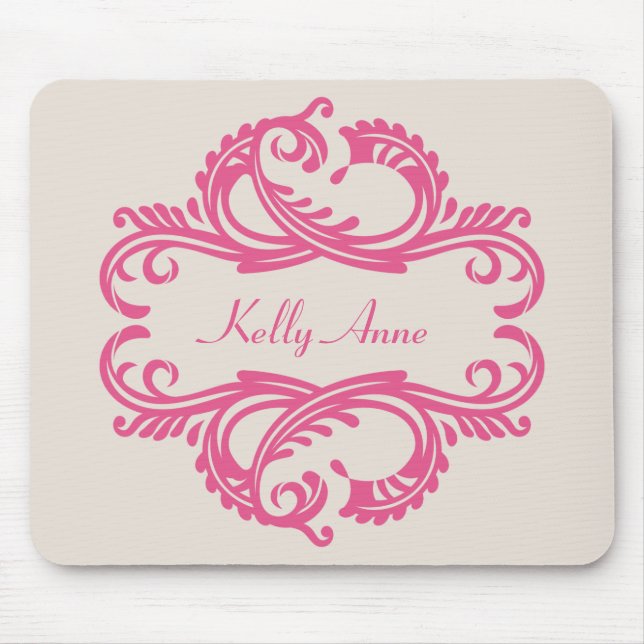 Mousepad Chic Damask Rosa (Frente)