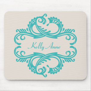 Mousepad Chic Damask Teal