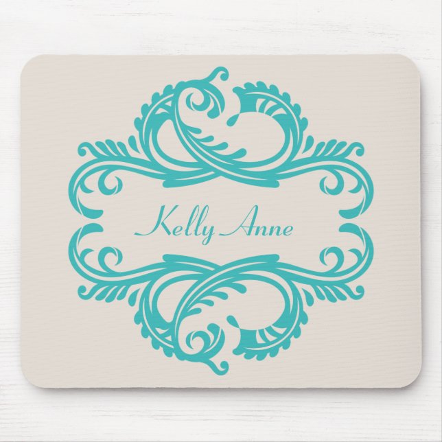 Mousepad Chic Damask Teal (Frente)