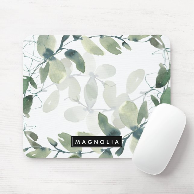 Mousepad Chic Eucalyptus Monograma (Com mouse)