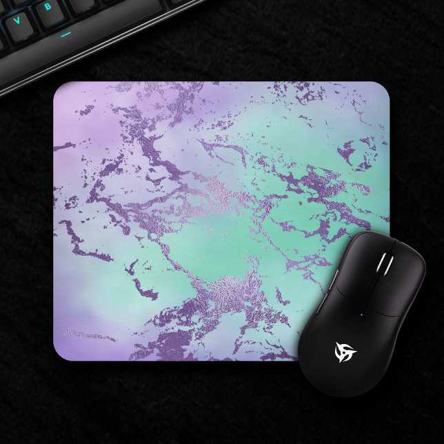 Mousepad Chic Marble | Lavanda violeta verde (Criador carregado)