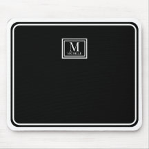 Chic Minimalista Monograma Preto com Dupla Borda