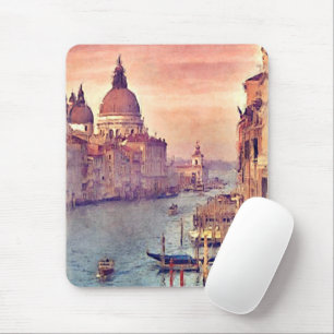 Mousepad Chic Vintage Itália Venice Canal Pastel Watercolor