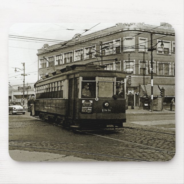 MOUSEPAD CHICAGO 63ª E OCIDENTAL 1952 TROLLEY ART SEPIA (Frente)