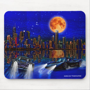 Mousepad Chicago City Skyline e Street Racing Cars