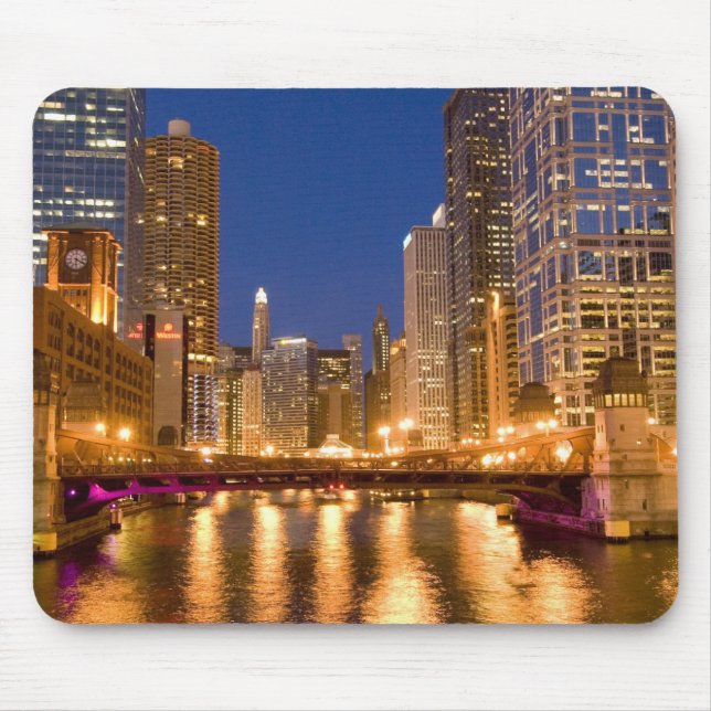 Mousepad Chicago, Illinois, Skyline e Chicago River em (Frente)
