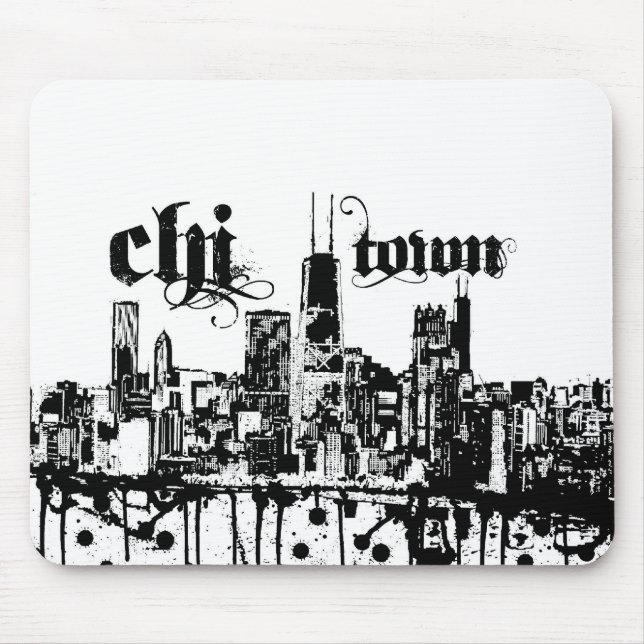 Mousepad Chicago "qui-cidade" pôr sobre para sua cidade (Frente)