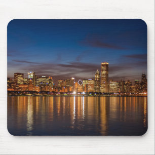 Mousepad Chicago Skyline À Noite