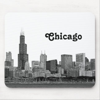 Mousepad Chicago Skyline Etch