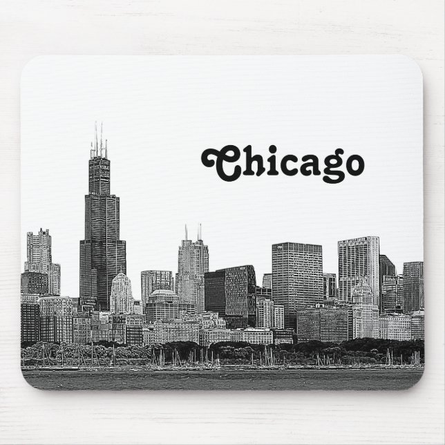 Mousepad Chicago Skyline Etch (Frente)